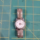 Vintage Men's Watch Timex Indiglo WR 30M Date Silver Tone Flexible Band Untested