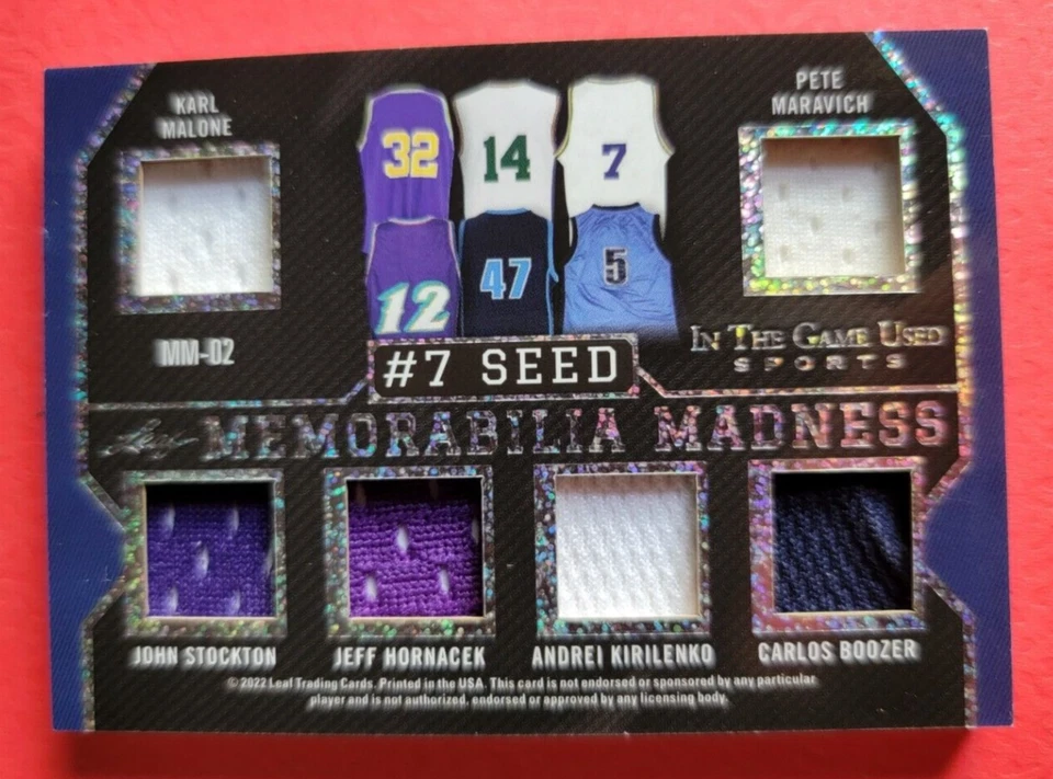 CARTÃO DE CAMISA LARRY BIRD KEVIN MCHALE PETE MARAVICH GARNETT MALONE STOCKTON #10/12 - Imagem 3 de 4