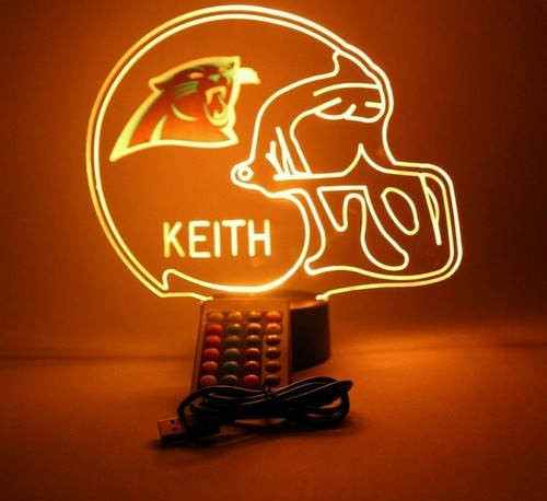 Carolina Panthers Night Light Up Football LED Sports Fan Lamp, Personalized FREE - Picture 9 of 12