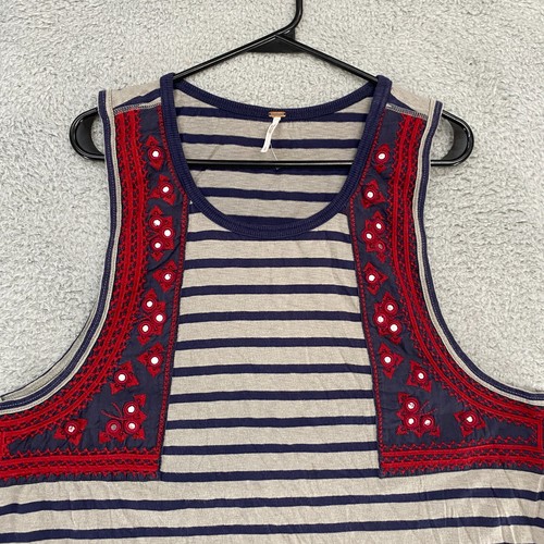 Free People Tank Womens Large Boxy Boho Western Embroidered Wear Your Sparkle - Picture 2 of 11