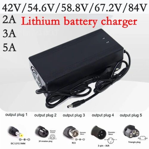 Battery Charger For 36V 42V 48V 60V 72V Lithium Li-ion Electric eBike Bicycle - Photo 1 sur 6