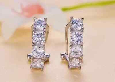 1.3Ct Round Cut Women's Hoop Earring 14K White Gold Plated Lab Created Diamond