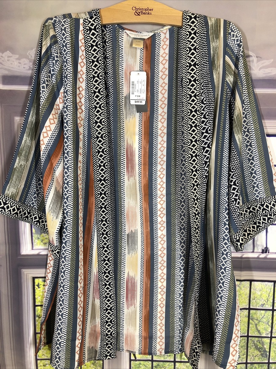 トップス R Christopher & Banks S/M NWT Open Kimono Sleeve Multicolor Top