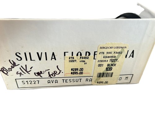 SILVIA FIORENTINA ITALY CUT OUT BLACK OPEN PEEP TOE SILK HEEL SLINGBACKS $395 10 - Picture 9 of 14