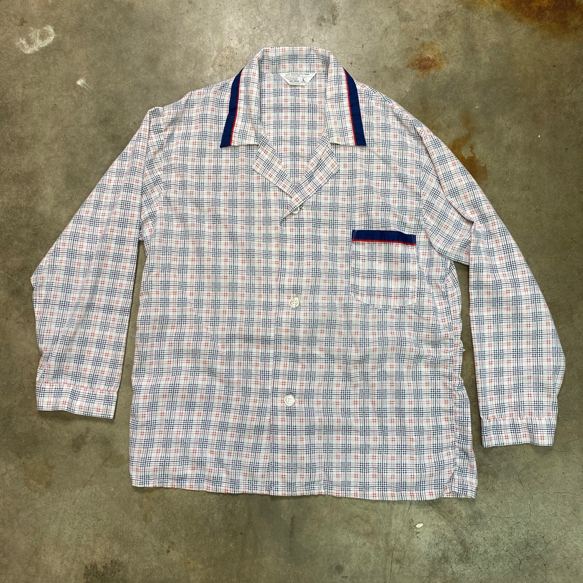 Vintage 70s Towncraft Penneys Plaid Pajamas Two Piece Set Large 
