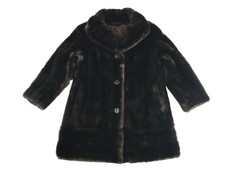 Tissavel Womens Dark Brown Black Faux Fur Button Up Overcoat Size M