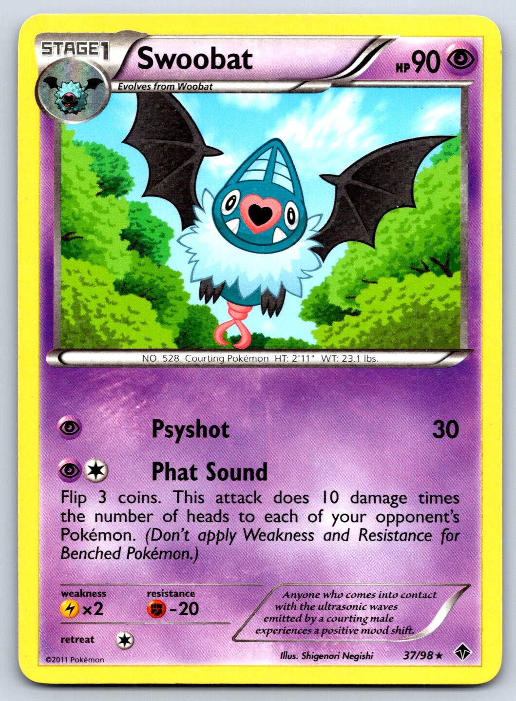 Swoobat - BW Emerging Powers 37/98 Shigenori Negishi Vintage Pokemon TCG Card LP