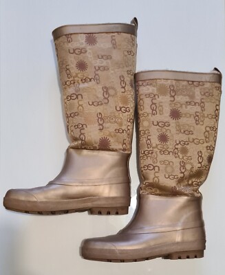 UGG 5700 Logo Regenstiefel Wellies Champagner UK 5,5 EU 38