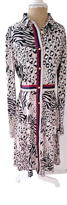 Shirtkleid Damen schwarz beige mit Gürtel Animalprint von Bodyflirt Boutique Größe S 