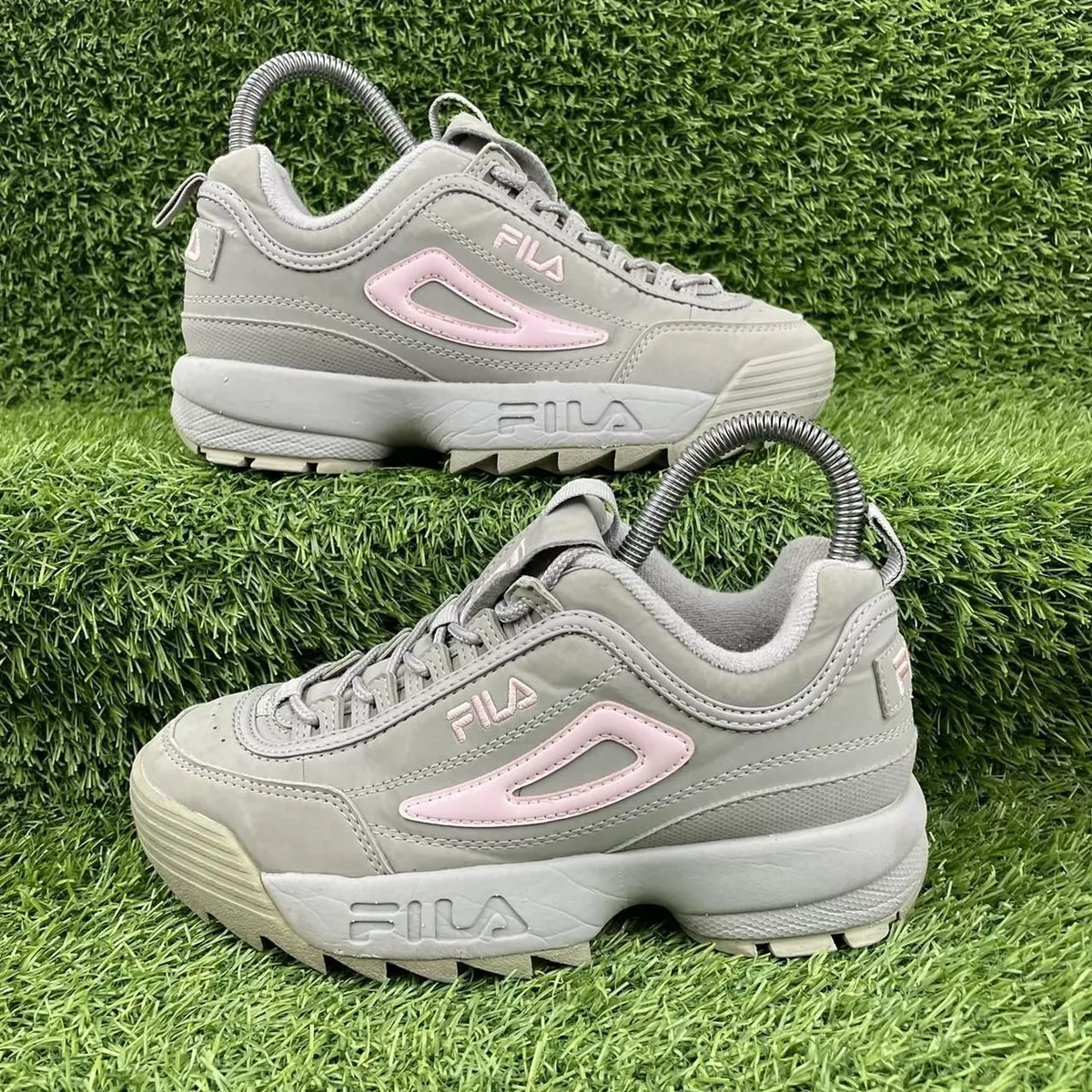 Grey and pink fila clearance trainers