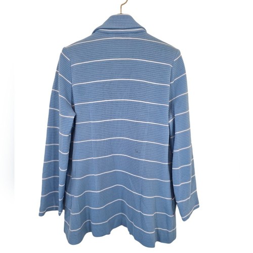 Exclusively Misook Small(?) Light Blue White Stripe Blazer - Picture 2 of 8