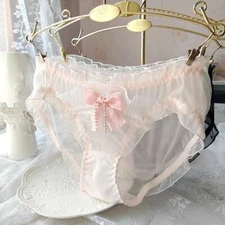 Women's Clear Underwear Frilly Panties Mesh Breathable Chiffon Knickers Briefs