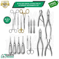18 Pcs Dog Dental Extraction Kit German Grade Veterinary Instruments Set
