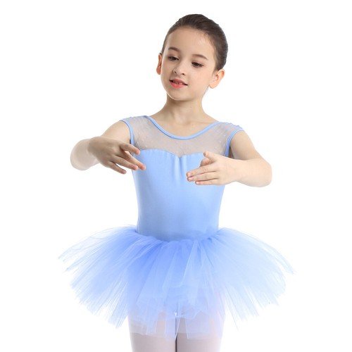 UK Kids Girls Short Sleeve Ballet Dance Tutu Dress Gymnastics Leotards Dancewear - Picture 29 of 41