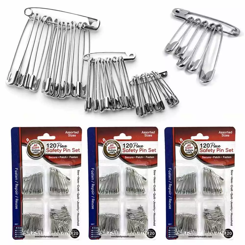 360 Pack Multiuse Safety Pins Heavy Duty Small Large Bulk Steel Crafts  Sewing