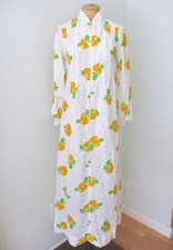 Miss Elaine vtg 60s yellow apple fruit soft kaftan zip robe housecoat pockets S