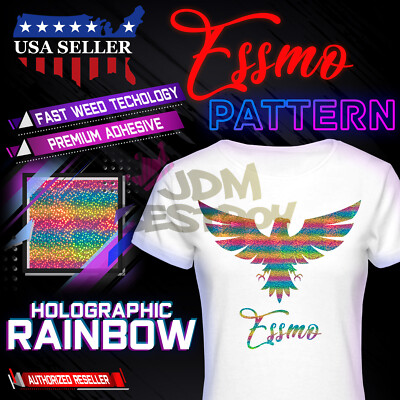 Essmo  Holographic Rainbow Pattern Heat Transfer Vinyl HTV Iron Heat Press SP14