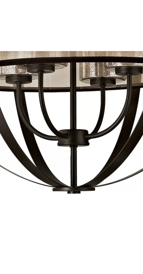 **EXCELENTE** Lámpara de araña en bronce frotado con aceite incandescente cuatro luces, 24 pulgadas Foto 4 de 4