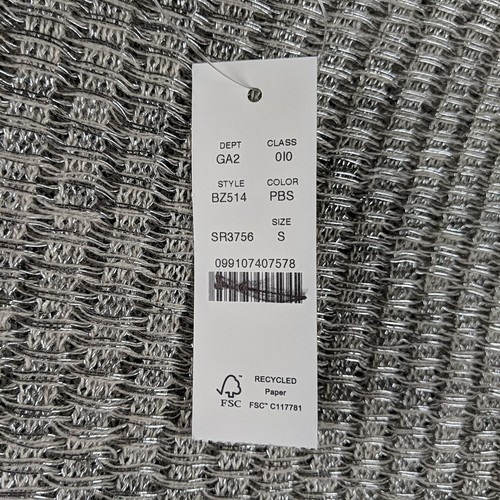 New J Crew Womens Crop Sweater Small Metallic Open Rib Crop Silver Party Luxury - Picture 4 of 6