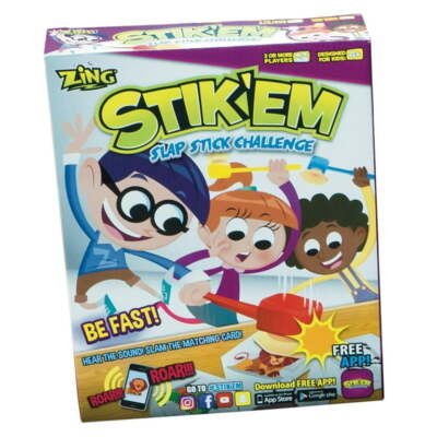 Kids - Zing Stik em Slap Stick Challenge Game - 60 Cards, 4 Slap Sticks