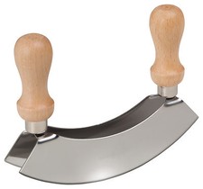 Wiegemesser Rundmesser Kr&auml;uterhacker mit Doppelklinge aus Edelstahl 14 cm