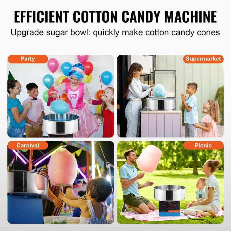 Electric Cotton Candy Machine 1000W Candy Floss Maker with Stainless