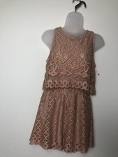 Sexy Fashion Nova Beige Lace Romper Dress Size M Party Clubwear Outfit