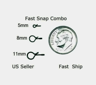 #ad 5 8 11mm Fast Snaps COMBO Quick Link No Knot Clip Fly Lure Fas Snap Free Ship $9.99