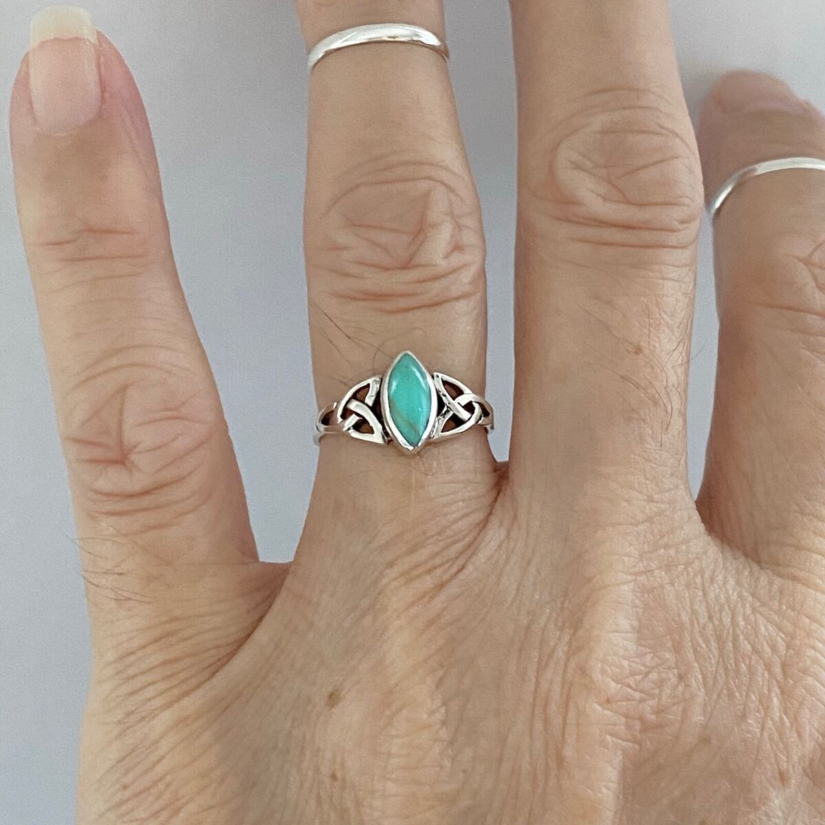 Sterling Silver Marquise Turquoise Celtic Design Toe Ring Sterling Silver Marquise Turquoise Celtic Design Toe Ring