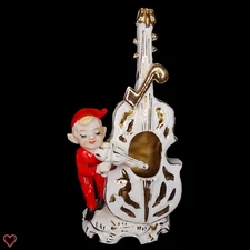 Vtg 1956 Lipper & Mann Red Pixie Elf Playing Violin Cello Musical Figurine Japan