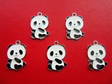 PANDA CHARMS PENDANTS ENAMEL METAL ANIMAL JEWELLERY MAKING