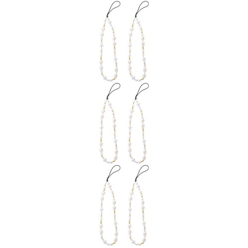 6 pcs Phone Charms Beaded Phone Chain Decorative Phone Strap Charm For Women