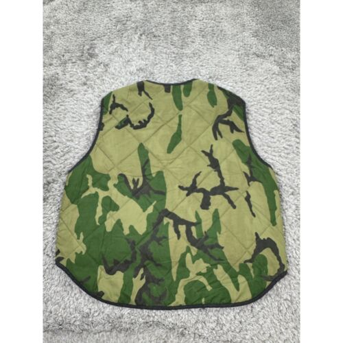 Vtg Hunting Vest Mens XL Woodland Camo Full Zip Reversible Hunters Orange 70s - Picture 2 of 9