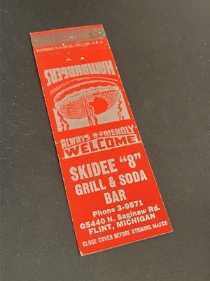 Vintage Michigan Matchbook  SKIDEE ''9'' GRILL & SODA BAR  Flint