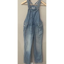Old Navy Girls Light Wash Blue Denim Bib Overalls Size L 10-12 Straight Leg