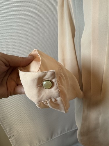 Vintage Josephine Blouse Women's 16 Peach Rose Detail Long Sleeve 80s W15 - Picture 3 of 8