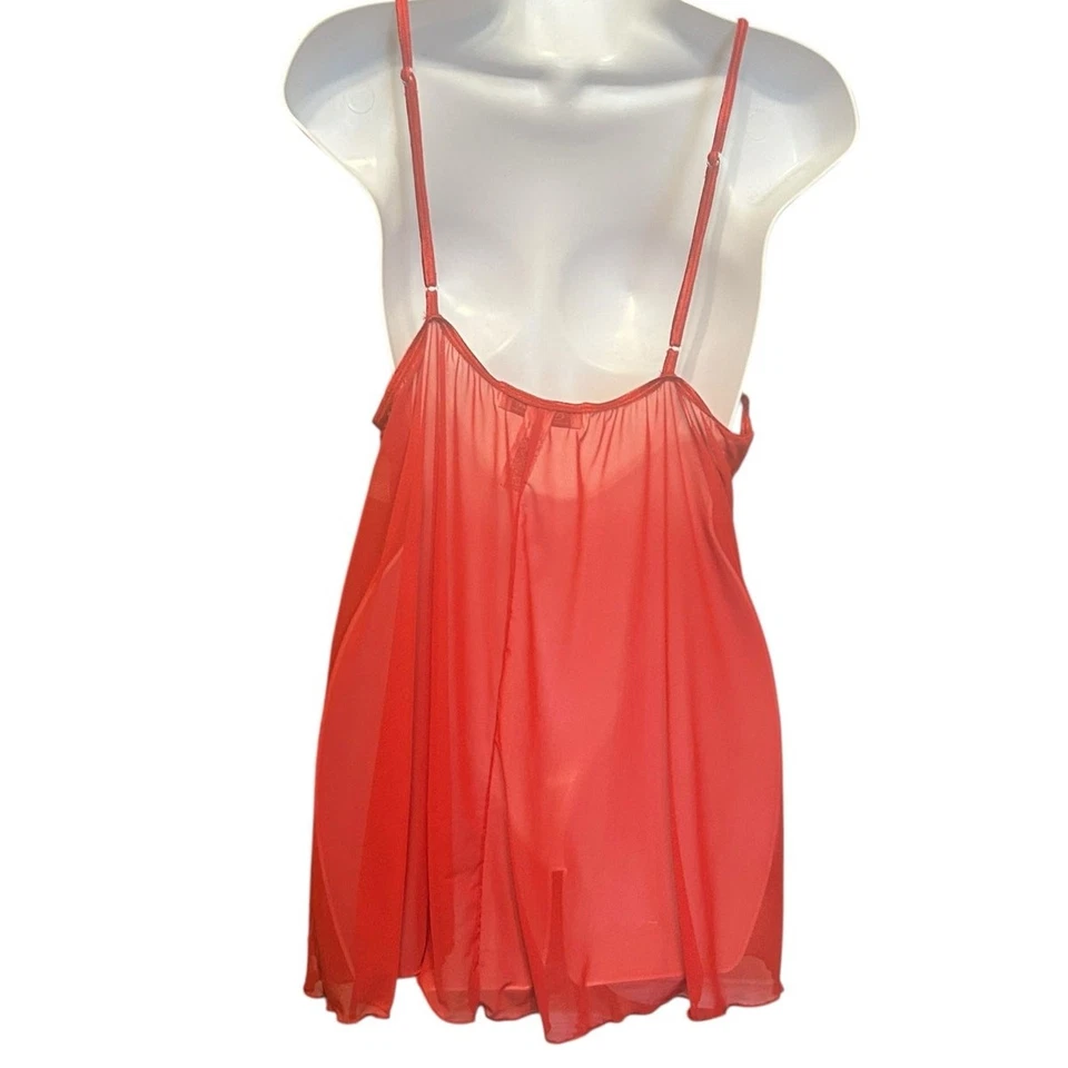 Lencería Babydoll de Encaje Y2K Escante para Mujer 3X Roja Transparente Coqueta Romántica Íntima Foto 3 de 4