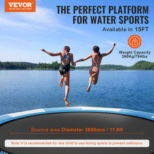 15ft Inflatable Water Bouncer Floating Trampoline w/ Ladder  Air Pump