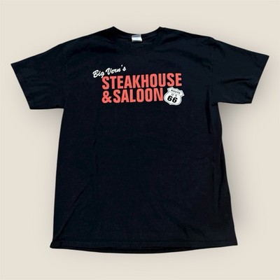 Big Vern s Steakhouse & Saloon Route 66 Souvenir T-Shirt (Black)   Size Large