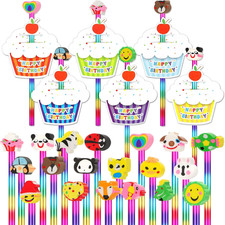 72 Pcs Happy Birthday Pencils Set for Kids Include 24 Tie Dye Rainbow HB Pencils