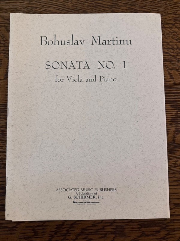 Martinu Sonata No. 1 for Viola and Piano - New part/score - FREE SHIPPING!