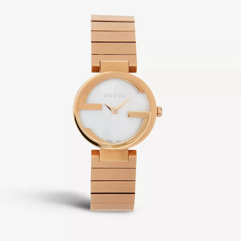 Reloj de cuarzo para mujer Gucci YA133515 entrelazado G 29 mm oro rosa acero inoxidable Foto 2 de 4