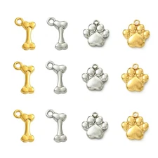 12pcs Dog Bone Pet Paw Print Charm Pendant for Bracelets Necklace Dog Leash DIY