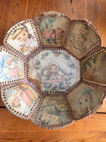 Vintage Antique Welcome Baby Basket Hand crafted