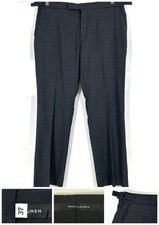 Ralph Lauren Black Label Men Dress Pants Gray Wool Flat Front 36X32 Side Tab