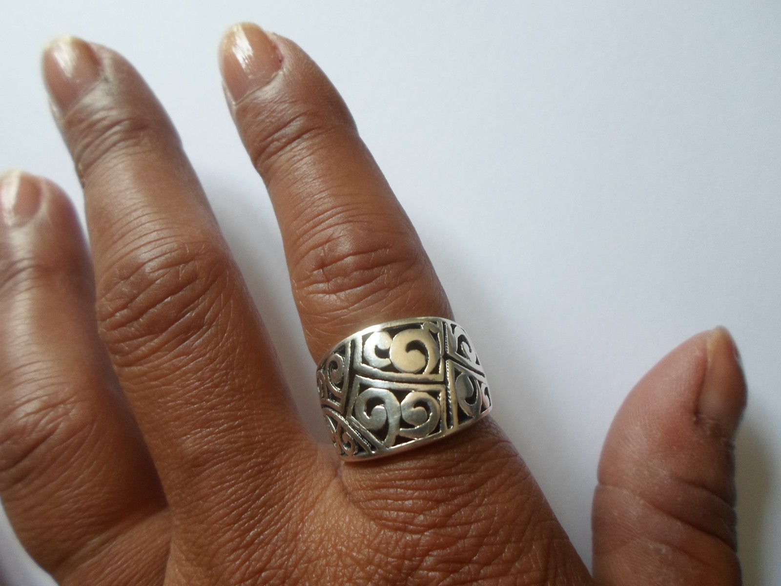 solid silver ring, openwork dome, size 57 - image 3