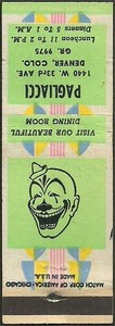 EARLY variant ~ PAGLIACCI ~ famous ITALIAN restaurant DENVER, CO colorado CLOWN