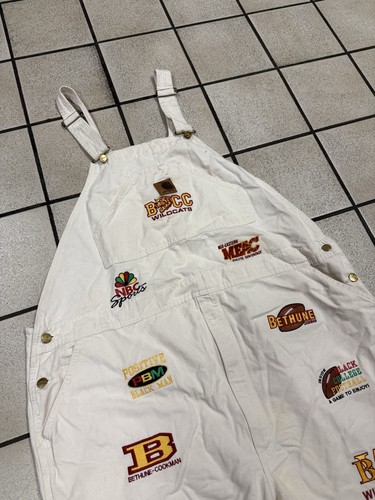 Bethune HBCU Carhartt Drill Work Bib Overalls Mens 50x32 Duck Canvas Double Knee - Picture 4 of 13