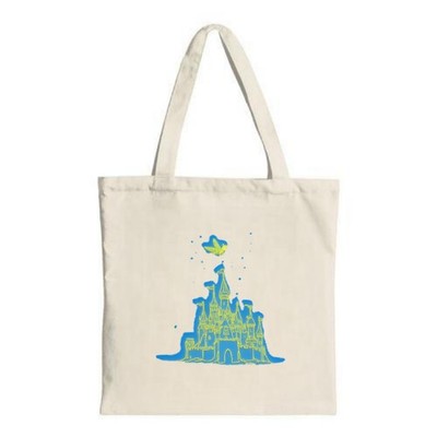 Whimsical Castle Tote Bag - Abstract Blue & Yellow Design with Star Dots Perfect