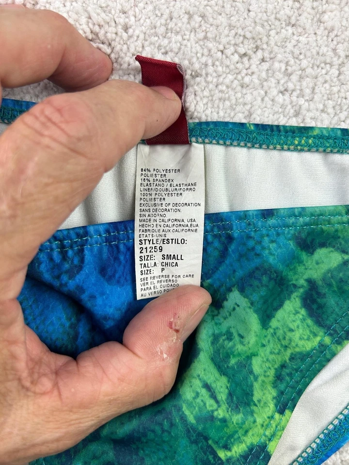 Parte inferior de bikini Guess para mujer pequeña azul verde estampado de serpiente corbata lateral de natación EE. UU. 21259 Foto 4 de 4